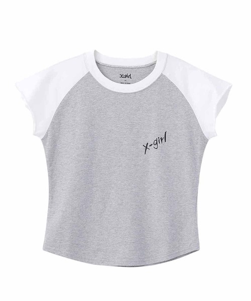 X-girl（エックスガール）の「COMPACT BASEBALL TEE/コンパクト チビT/ベースボールTシャツ（Tシャツ/カットソー・レディース・ホワイト/ベージュ/アッシュ・M/S）」の21枚目の写真