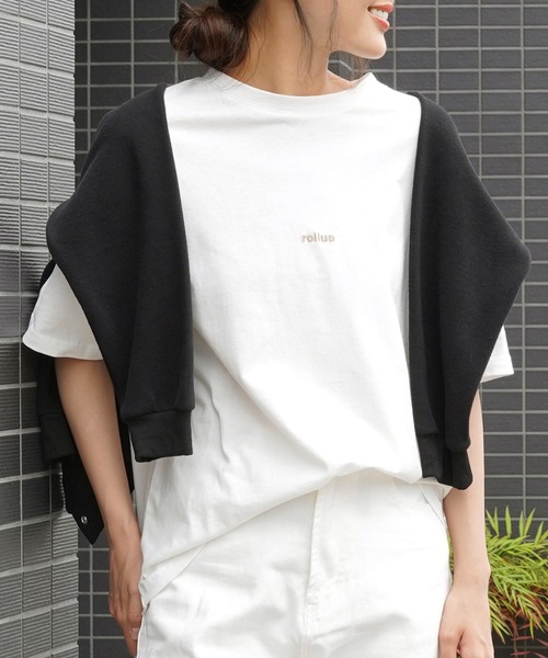 IAMUSE(アイアミューズ)の「【IAMUSE】ワンポイント刺繍ロゴTシャツ S0403(Tシャツ/カットソー・レディース・ホワイト/ブラック/ホワイト×レッド/ホワイト×グリーン/ホワイト×ブラウン・FREE)」の5枚目の写真