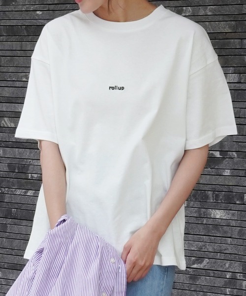 IAMUSE(アイアミューズ)の「【IAMUSE】ワンポイント刺繍ロゴTシャツ S0403(Tシャツ/カットソー・レディース・ホワイト/ブラック/ホワイト×レッド/ホワイト×グリーン/ホワイト×ブラウン・FREE)」の2枚目の写真