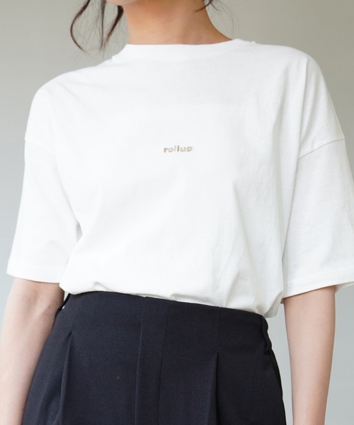 IAMUSE(アイアミューズ)の「【IAMUSE】ワンポイント刺繍ロゴTシャツ S0403(Tシャツ/カットソー・レディース・ホワイト/ブラック/ホワイト×レッド/ホワイト×グリーン/ホワイト×ブラウン・FREE)」の7枚目の写真