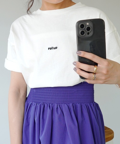 IAMUSE(アイアミューズ)の「【IAMUSE】ワンポイント刺繍ロゴTシャツ S0403(Tシャツ/カットソー・レディース・ホワイト/ブラック/ホワイト×レッド/ホワイト×グリーン/ホワイト×ブラウン・FREE)」の8枚目の写真