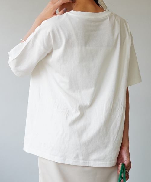 IAMUSE(アイアミューズ)の「【IAMUSE】ワンポイント刺繍ロゴTシャツ S0403(Tシャツ/カットソー・レディース・ホワイト/ブラック/ホワイト×レッド/ホワイト×グリーン/ホワイト×ブラウン・FREE)」の15枚目の写真