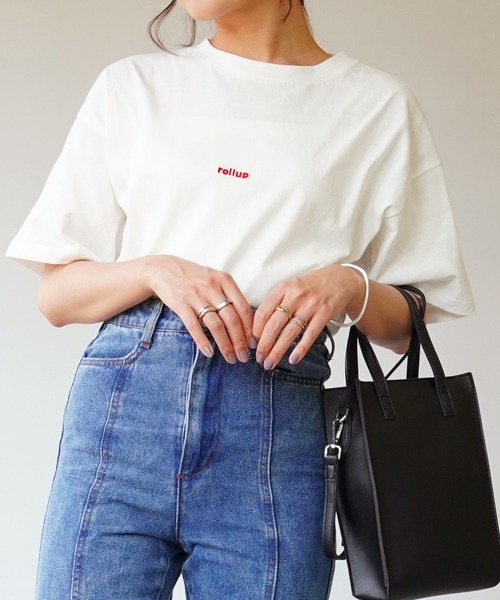 IAMUSE(アイアミューズ)の「【IAMUSE】ワンポイント刺繍ロゴTシャツ S0403(Tシャツ/カットソー・レディース・ホワイト/ブラック/ホワイト×レッド/ホワイト×グリーン/ホワイト×ブラウン・FREE)」の19枚目の写真