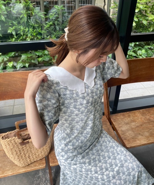 one after another NICE CLAUP（ワンアフターアナザーナイスクラップ）の「襟取り外し可能　クラシカルレディワンピース（ワンピース・レディース・ブラック/ブラック系その他/サックスブルー系・FREE）」の3枚目の写真
