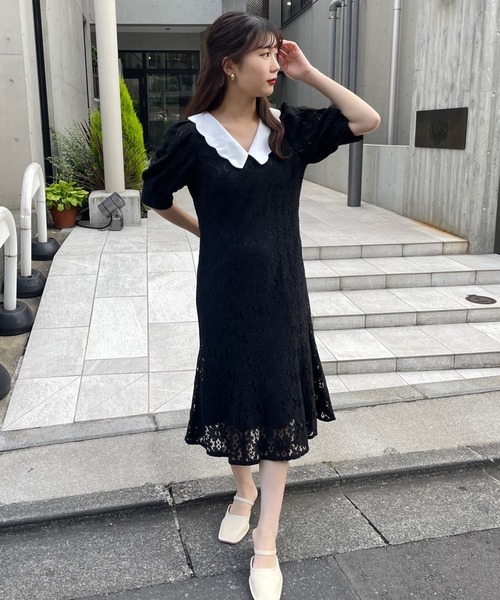 one after another NICE CLAUP（ワンアフターアナザーナイスクラップ）の「襟取り外し可能　クラシカルレディワンピース（ワンピース・レディース・ブラック/ブラック系その他/サックスブルー系・FREE）」の16枚目の写真