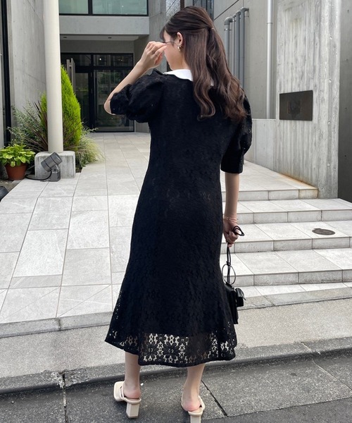 one after another NICE CLAUP（ワンアフターアナザーナイスクラップ）の「襟取り外し可能　クラシカルレディワンピース（ワンピース・レディース・ブラック/ブラック系その他/サックスブルー系・FREE）」の18枚目の写真