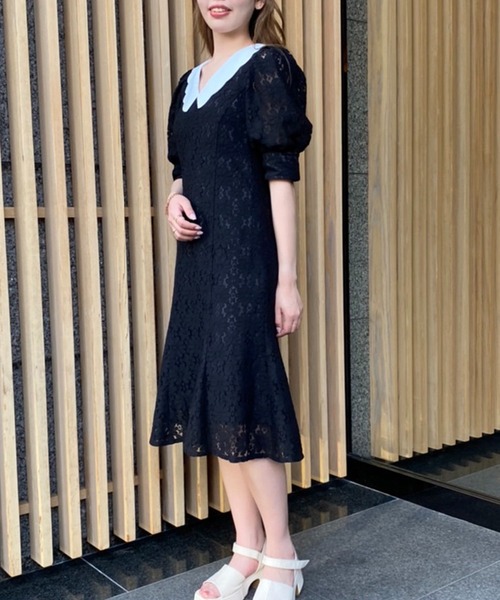 one after another NICE CLAUP（ワンアフターアナザーナイスクラップ）の「襟取り外し可能　クラシカルレディワンピース（ワンピース・レディース・ブラック/ブラック系その他/サックスブルー系・FREE）」の21枚目の写真