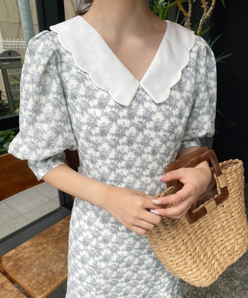 one after another NICE CLAUP（ワンアフターアナザーナイスクラップ）の「襟取り外し可能　クラシカルレディワンピース（ワンピース・レディース・ブラック/ブラック系その他/サックスブルー系・FREE）」の12枚目の写真