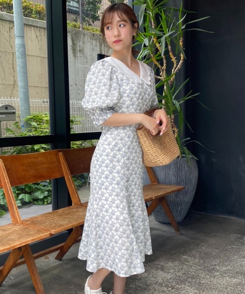 one after another NICE CLAUP（ワンアフターアナザーナイスクラップ）の「襟取り外し可能　クラシカルレディワンピース（ワンピース・レディース・ブラック/ブラック系その他/サックスブルー系・FREE）」の13枚目の写真