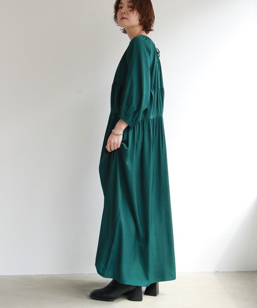 notch.（ノッチ）の「【高身長さんサイズ有】ギャザーティアードワンピース（ワンピース・レディース・ブラック/グリーン・TM/M）」の12枚目の写真