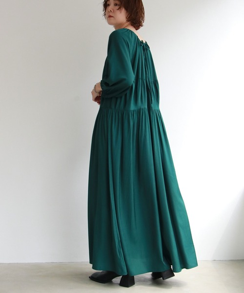 notch.（ノッチ）の「【高身長さんサイズ有】ギャザーティアードワンピース（ワンピース・レディース・ブラック/グリーン・TM/M）」の14枚目の写真
