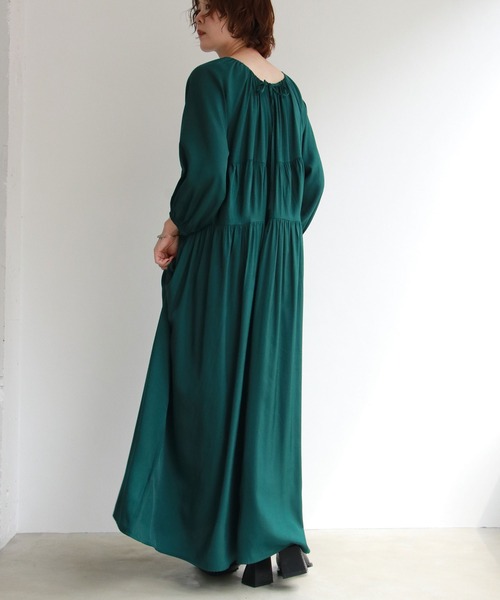 notch.（ノッチ）の「【高身長さんサイズ有】ギャザーティアードワンピース（ワンピース・レディース・ブラック/グリーン・TM/M）」の10枚目の写真