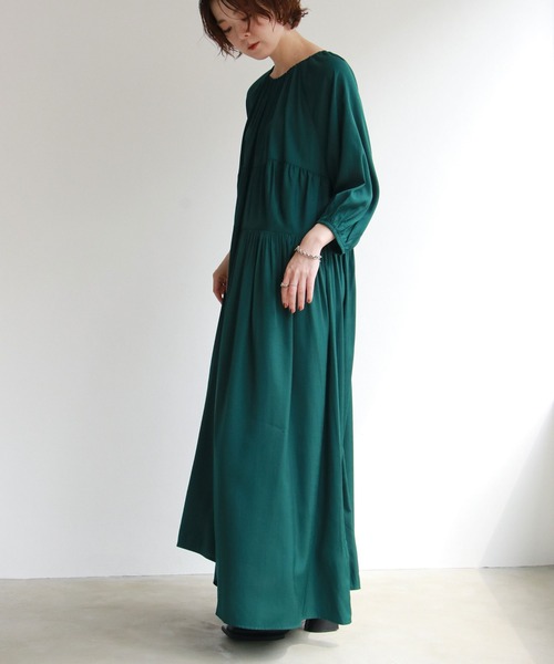 notch.（ノッチ）の「【高身長さんサイズ有】ギャザーティアードワンピース（ワンピース・レディース・ブラック/グリーン・TM/M）」の8枚目の写真