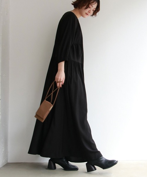 notch.（ノッチ）の「【高身長さんサイズ有】ギャザーティアードワンピース（ワンピース・レディース・ブラック/グリーン・TM/M）」の22枚目の写真