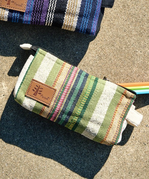 チャイハネ（チャイハネ）の「【チャイハネ】ネパール手織りコットンペンケース 横長ポーチ（ポーチ・レディース・イエロー系その他/ホワイト×ブルー/パープル/ホワイト/ブルー/ラベンダー/ブルー系その他/グリーン/レッド/ダークブルー/グリーン系その他・FREE）」の4枚目の写真