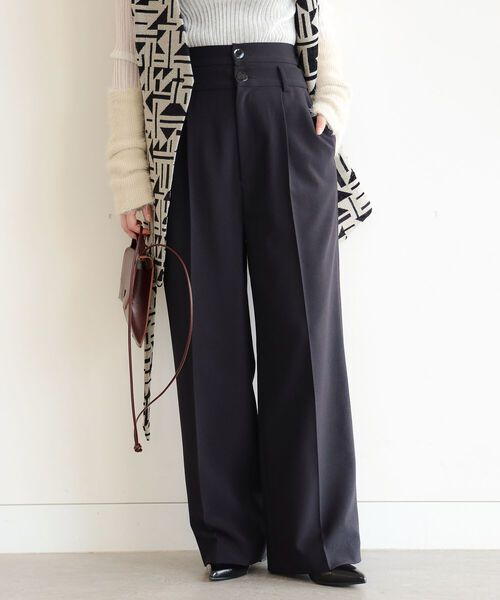 Ray BEAMS(レイビームス)の「RBS / ダブル ウエスト ワイド パンツ(その他パンツ・レディース・ブラック/ダークブラウン・1/0)」の2枚目の写真