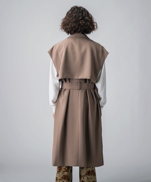 tk.TAKEO KIKUCHI（ティーケータケオキクチ）の「◆ビッグトレンチスリーブレスコート（トレンチコート・メンズ・ブラック/ベージュ・88）」の6枚目の写真