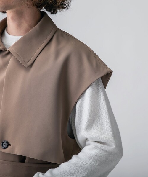 tk.TAKEO KIKUCHI（ティーケータケオキクチ）の「◆ビッグトレンチスリーブレスコート（トレンチコート・メンズ・ブラック/ベージュ・88）」の8枚目の写真