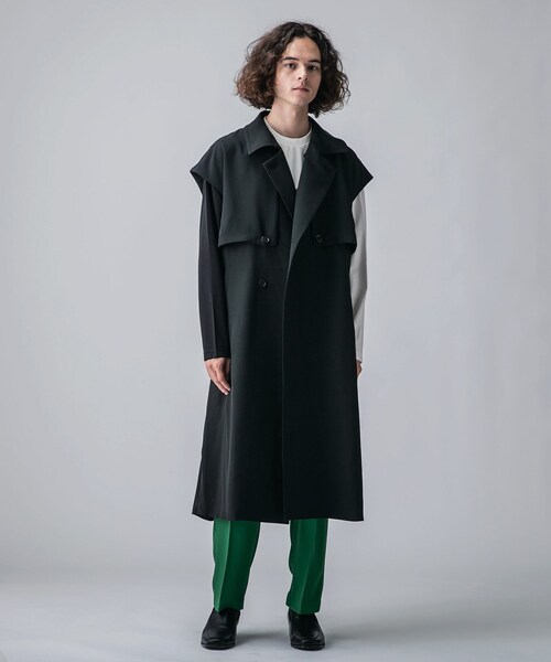 tk.TAKEO KIKUCHI（ティーケータケオキクチ）の「◆ビッグトレンチスリーブレスコート（トレンチコート・メンズ・ブラック/ベージュ・88）」の14枚目の写真