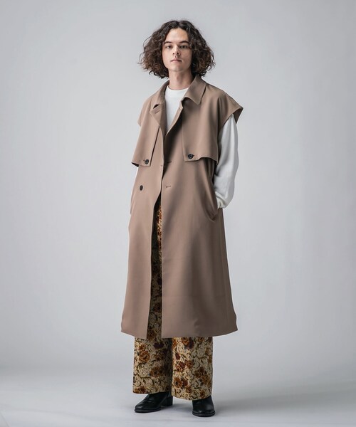 tk.TAKEO KIKUCHI（ティーケータケオキクチ）の「◆ビッグトレンチスリーブレスコート（トレンチコート・メンズ・ブラック/ベージュ・88）」の15枚目の写真