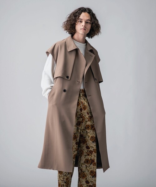 tk.TAKEO KIKUCHI（ティーケータケオキクチ）の「◆ビッグトレンチスリーブレスコート（トレンチコート・メンズ・ブラック/ベージュ・88）」の22枚目の写真