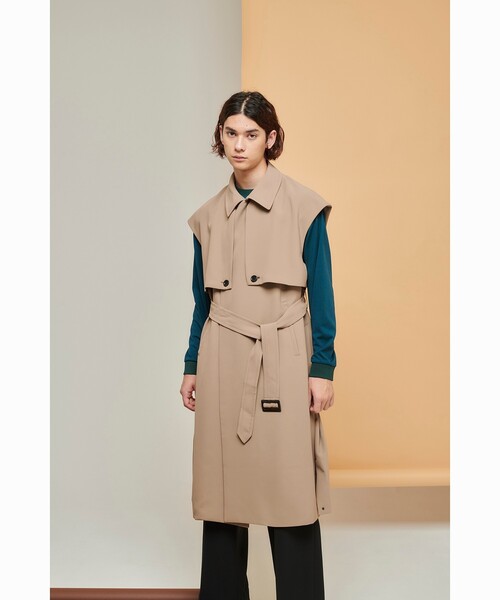tk.TAKEO KIKUCHI（ティーケータケオキクチ）の「◆ビッグトレンチスリーブレスコート（トレンチコート・メンズ・ブラック/ベージュ・88）」の18枚目の写真
