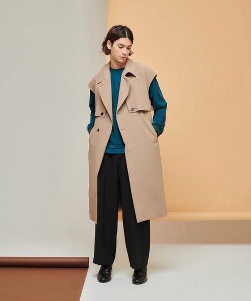 tk.TAKEO KIKUCHI（ティーケータケオキクチ）の「◆ビッグトレンチスリーブレスコート（トレンチコート・メンズ・ブラック/ベージュ・88）」の16枚目の写真