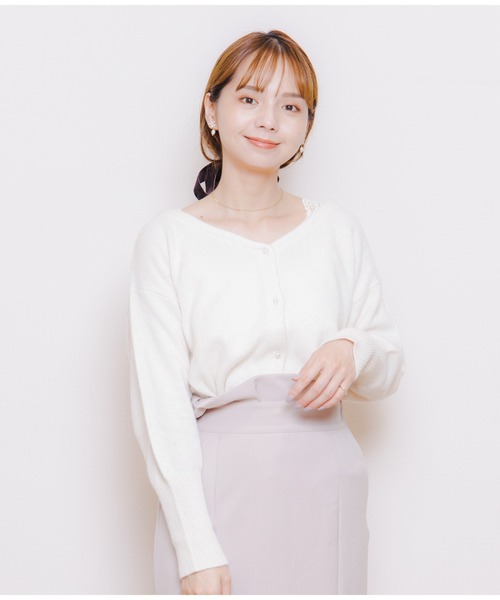 flower（フラワー）の「フラッフニットカーディガン4（カーディガン/ボレロ・レディース・ブラウン/アイボリー/ブルー/ピンク・FREE）」の9枚目の写真