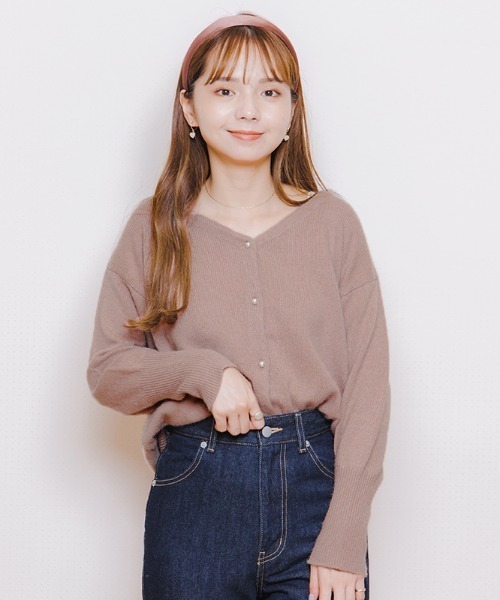 flower（フラワー）の「フラッフニットカーディガン4（カーディガン/ボレロ・レディース・ブラウン/アイボリー/ブルー/ピンク・FREE）」の19枚目の写真