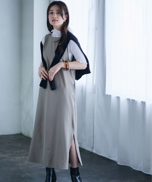 ECRIRE（エクリール）の「バックツイストキーネックOP（ワンピース・レディース・カーキ/ダークブラウン/ブルー・M）」の10枚目の写真
