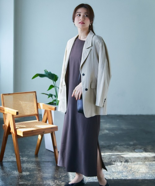 ECRIRE（エクリール）の「バックツイストキーネックOP（ワンピース・レディース・カーキ/ダークブラウン/ブルー・M）」の6枚目の写真