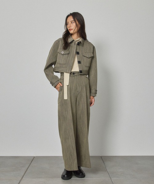 PUBLIC TOKYO（パブリックトウキョウ）の「ケープレイヤードワンショルニット/ウォッシャブル（ニット/セーター・レディース・ブラック/ベージュ・FREE）」の4枚目の写真