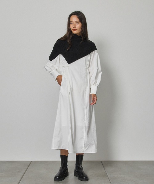 PUBLIC TOKYO（パブリックトウキョウ）の「ケープレイヤードワンショルニット/ウォッシャブル（ニット/セーター・レディース・ブラック/ベージュ・FREE）」の15枚目の写真