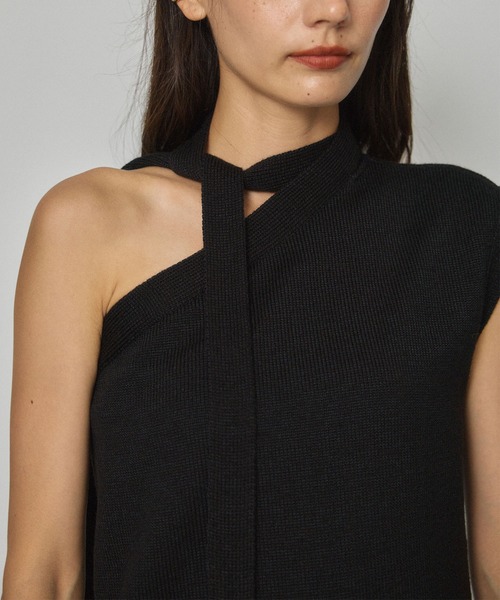 PUBLIC TOKYO（パブリックトウキョウ）の「ケープレイヤードワンショルニット/ウォッシャブル（ニット/セーター・レディース・ブラック/ベージュ・FREE）」の20枚目の写真