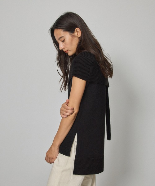 PUBLIC TOKYO（パブリックトウキョウ）の「ケープレイヤードワンショルニット/ウォッシャブル（ニット/セーター・レディース・ブラック/ベージュ・FREE）」の18枚目の写真