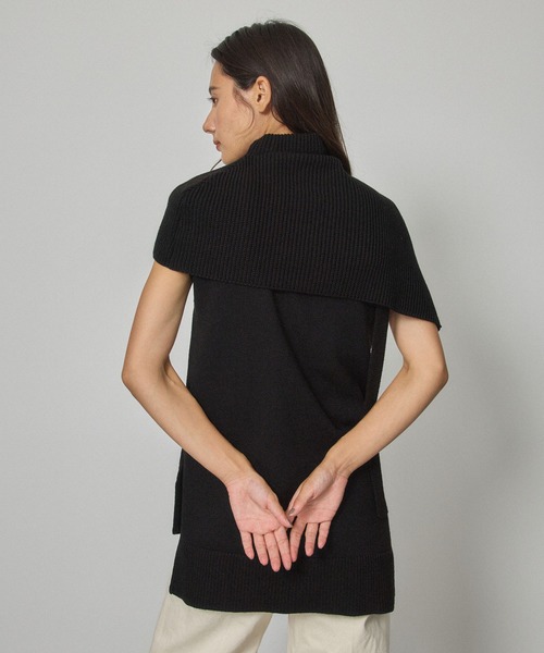 PUBLIC TOKYO（パブリックトウキョウ）の「ケープレイヤードワンショルニット/ウォッシャブル（ニット/セーター・レディース・ブラック/ベージュ・FREE）」の19枚目の写真