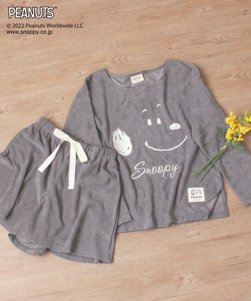 セール】【SNOOPY】スヌーピーフェイス刺繍 パイル地ルーム