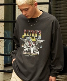 MONO-MART | 【retock's】ヴィンテージライクロックプリントビッグシルエット長袖Tシャツ(Tシャツ/カットソー)