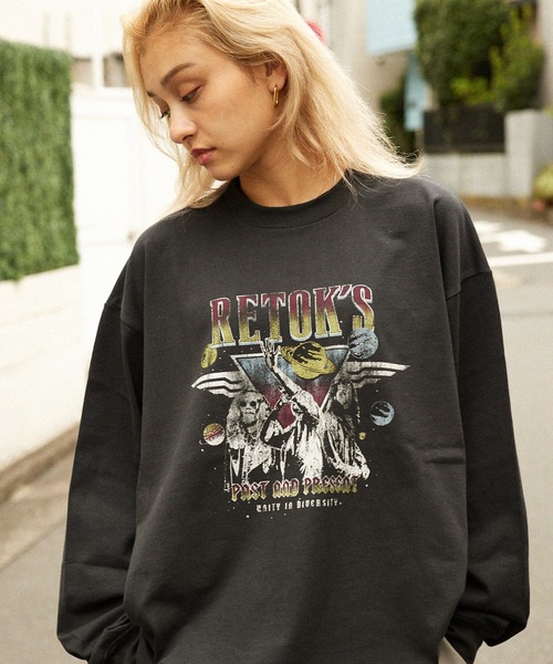 MONO-MART（モノマート）の「【retock's】ヴィンテージライクロックプリントビッグシルエット長袖Tシャツ（Tシャツ/カットソー・メンズ・ネイビー系1/ネイビー系2/ブラック系2/ホワイト系2/ブラック系1/ホワイト系1・M/L）」の13枚目の写真