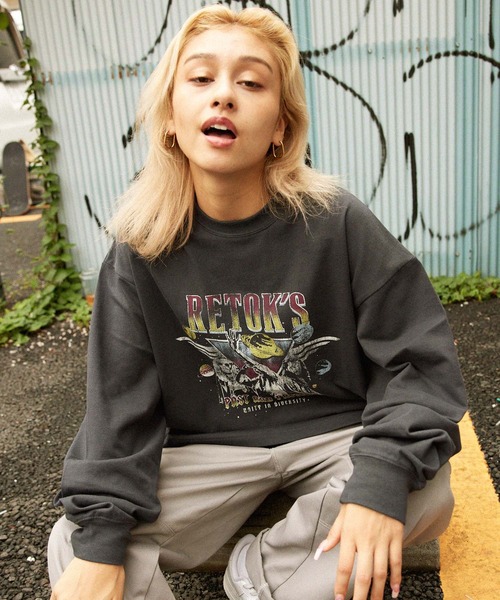 MONO-MART（モノマート）の「【retock's】ヴィンテージライクロックプリントビッグシルエット長袖Tシャツ（Tシャツ/カットソー・メンズ・ネイビー系1/ネイビー系2/ブラック系2/ホワイト系2/ブラック系1/ホワイト系1・M/L）」の15枚目の写真