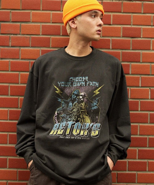 MONO-MART（モノマート）の「【retock's】ヴィンテージライクロックプリントビッグシルエット長袖Tシャツ（Tシャツ/カットソー・メンズ・ネイビー系1/ネイビー系2/ブラック系2/ホワイト系2/ブラック系1/ホワイト系1・M/L）」の20枚目の写真