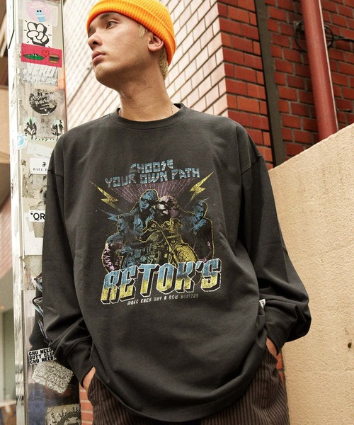 MONO-MART（モノマート）の「【retock's】ヴィンテージライクロックプリントビッグシルエット長袖Tシャツ（Tシャツ/カットソー・メンズ・ネイビー系1/ネイビー系2/ブラック系2/ホワイト系2/ブラック系1/ホワイト系1・M/L）」の21枚目の写真