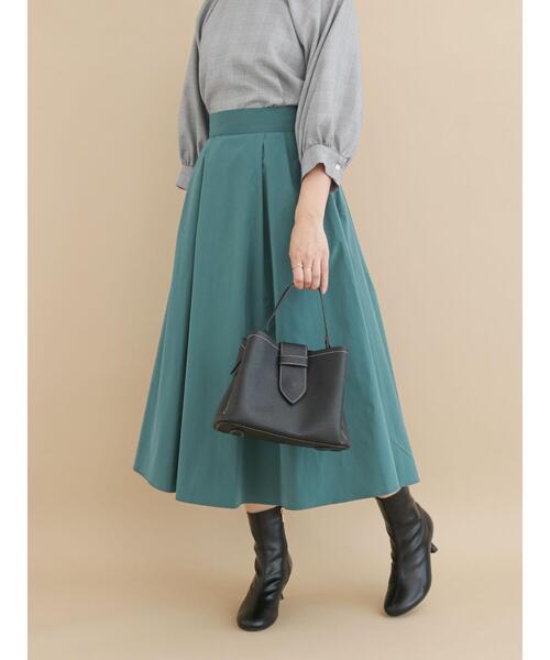 Te chichi（テチチ）の「サイドジップタフタタックフレアスカート（スカート・レディース・ネイビー/ブラウン/グリーン・MEDIUM/SMALL）」の4枚目の写真