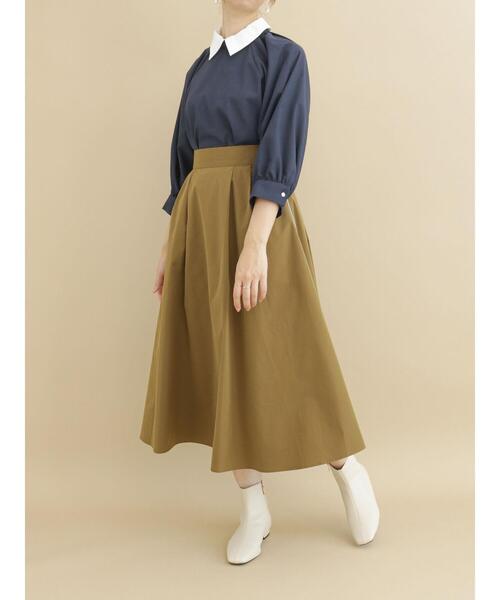 Te chichi（テチチ）の「サイドジップタフタタックフレアスカート（スカート・レディース・ネイビー/ブラウン/グリーン・MEDIUM/SMALL）」の5枚目の写真