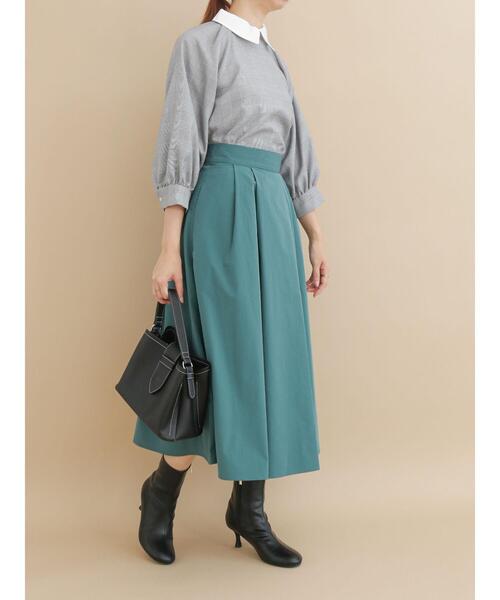 Te chichi（テチチ）の「サイドジップタフタタックフレアスカート（スカート・レディース・ネイビー/ブラウン/グリーン・MEDIUM/SMALL）」の7枚目の写真