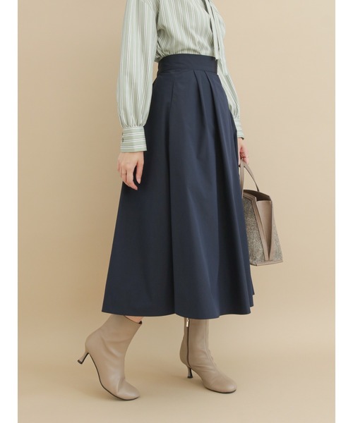 Te chichi（テチチ）の「サイドジップタフタタックフレアスカート（スカート・レディース・ネイビー/ブラウン/グリーン・MEDIUM/SMALL）」の3枚目の写真