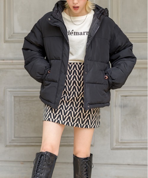 SpRay（スプレイ）の「フードフェイクダウン（ダウンジャケット/コート・レディース・ブラック/ベージュ/アイボリー/ライトカーキ・FREE）」の13枚目の写真