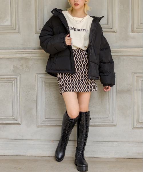 SpRay（スプレイ）の「フードフェイクダウン（ダウンジャケット/コート・レディース・ブラック/ベージュ/アイボリー/ライトカーキ・FREE）」の5枚目の写真