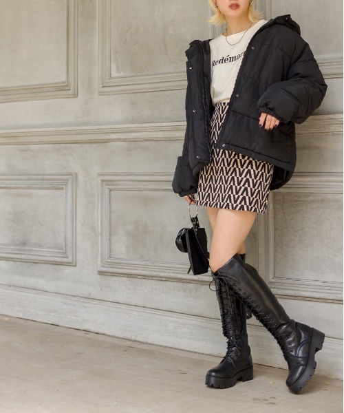 SpRay（スプレイ）の「フードフェイクダウン（ダウンジャケット/コート・レディース・ブラック/ベージュ/アイボリー/ライトカーキ・FREE）」の12枚目の写真