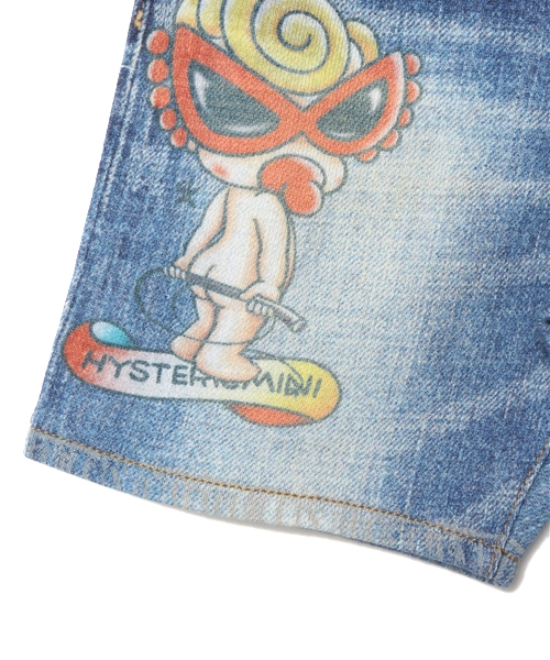 HYSTERIC MINI（ヒステリックミニ）の「BABY Tattooing in mini parra “LIKE A DENIM”(ヒザ丈)（その他パンツ・キッズ・ライトインディゴブルー・90）」の4枚目の写真